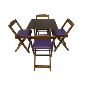 Conjunto Mesa Dobrvel 70x70 C 4 Cadeiras Imbuia Estofadas Roxo 1200