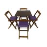 Conjunto Mesa Dobrvel 70x70 C 4 Cadeiras Imbuia Estofadas Roxo 1200