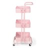 03 carrinho multiuso organizador 3 prateleiras em ferro rosa