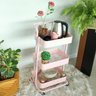 05 carrinho multiuso organizador 3 prateleiras em ferro rosa