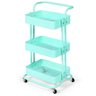02 carrinho multiuso organizador 3 prateleiras em ferro verde