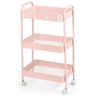 02 carrinho multiuso organizador 3 prateleiras rosa