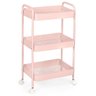 05 carrinho multiuso organizador 3 prateleiras rosa