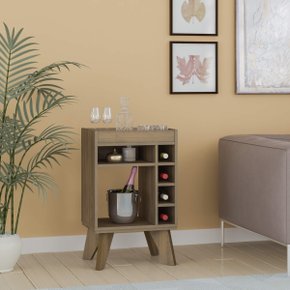 02 bar drink aparador com espelho e adega com 6 nichos pinho