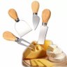 01 conjunto jogo de utensilios para queijo inox 4 pecas gourmet