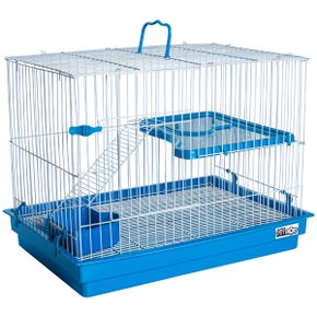 01 gaiola para coelho porquinho da india e chinchila com andar azul