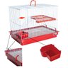 04 gaiola para coelho porquinho da india e chinchila com andar vermelho