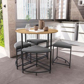 04 mesa sala de jantar com 4 banquetas estofadas