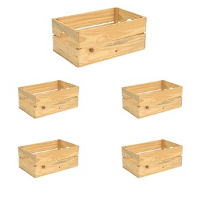 01 conjunto caixote multiuso madeira de reflorestamento decoracao organizador 10 unidades media