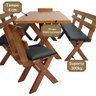 13 conjunto mesa madeira macica para churrasco mesa 4 bancos estofados preto