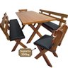 14 conjunto mesa madeira macica para churrasco mesa 4 bancos estofados preto