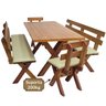 07 conjunto mesa madeira macica para churrasco mesa 4 bancos estofados nude