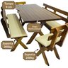 17 conjunto mesa madeira macica para churrasco mesa 4 bancos estofados nude