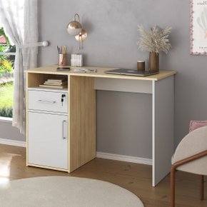 01 escrivaninha mesa office com gaveta e armario hall carvalho branco