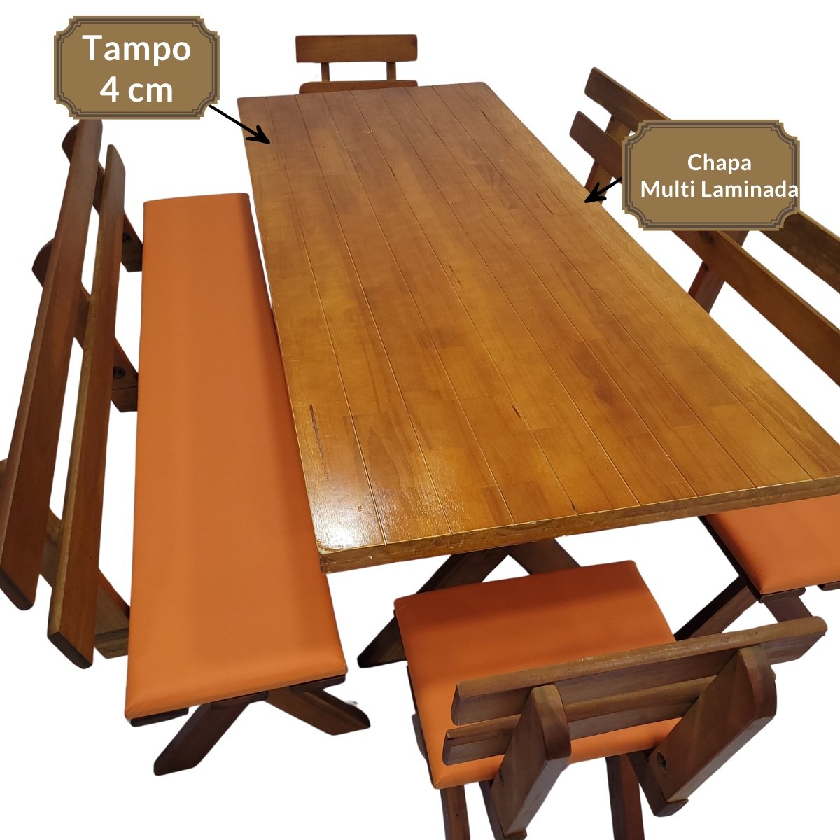 Tampo refor&ccedil;ado da mesa churrasco mel com estofado laranja