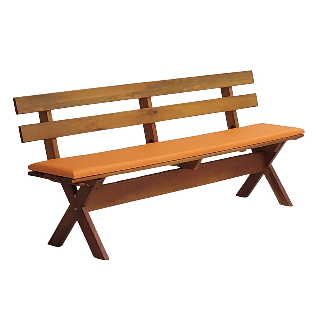 Bancos grandes estofados laranja do conjunto mesa churrasco mel