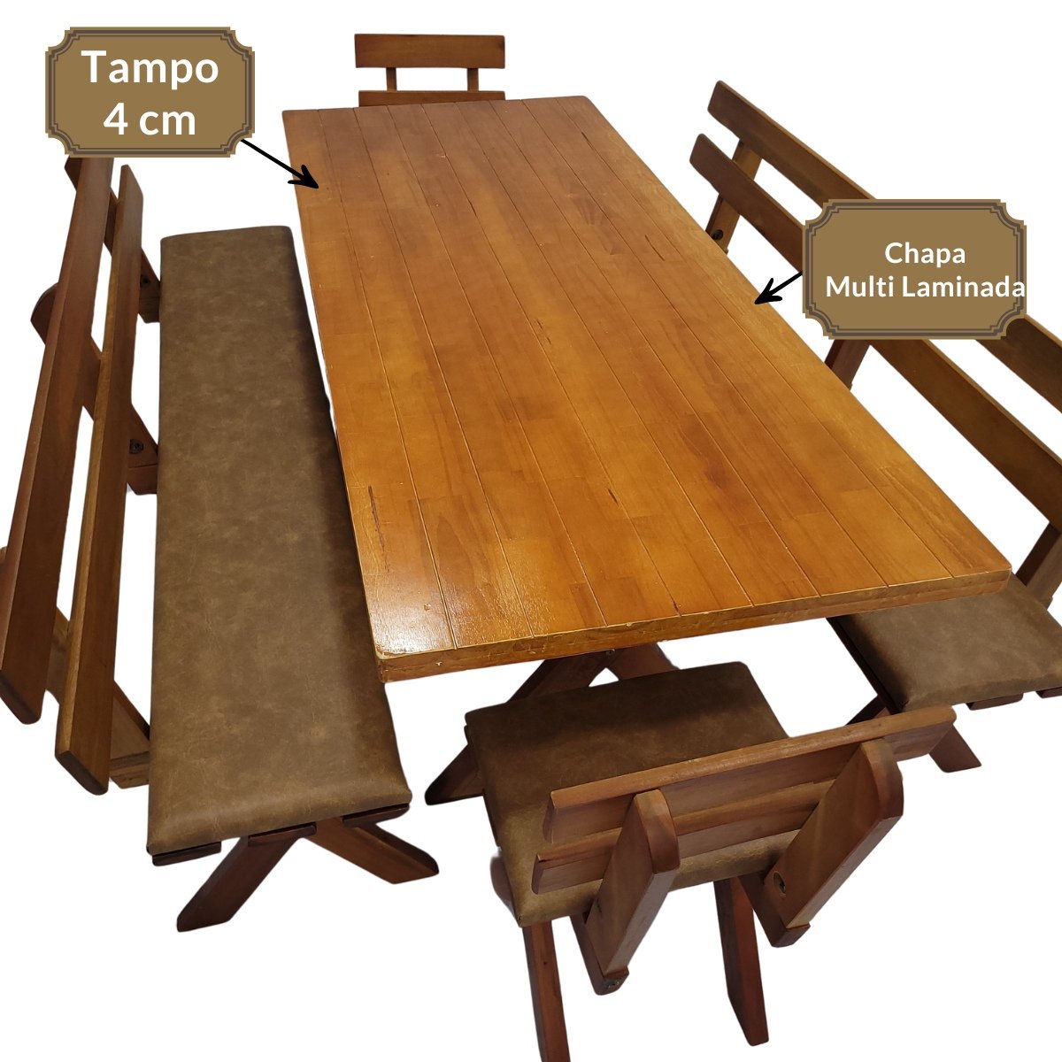 Tampo reforçado da mesa churrasco Mel com estofado Jambo