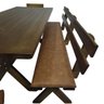04 conjunto mesa madeira macica para churrasco mesa 4 bancos estofados jambo