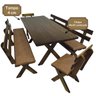 05 conjunto mesa madeira macica para churrasco mesa 4 bancos estofados jambo