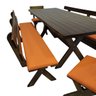 02 conjunto mesa madeira macica para churrasco mesa 4 bancos estofados laranja