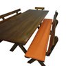 04 conjunto mesa madeira macica para churrasco mesa 4 bancos estofados laranja