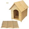 01 casinha de cachorro de madeira com comedor duplo e colchonete lavavel pet n1