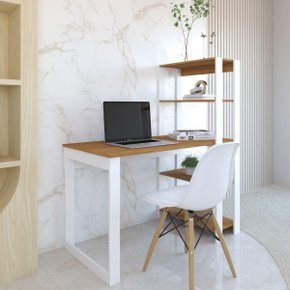 02 mesa escrivaninha c estante 4 prateleiras licce