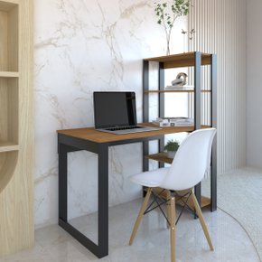 26 mesa escrivaninha c estante 4 prateleiras licce