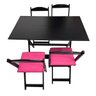 conjunto estofado 4 cadeiras rosas mesa tampo mdf preta 2