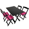 conjunto estofado 4 cadeiras rosas mesa tampo mdf preta 3