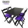 01 conjunto mesa dobravel mdf 120x70 c 4 cadeiras estofadas roxo