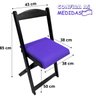 04 conjunto mesa dobravel mdf 120x70 c 4 cadeiras estofadas roxo