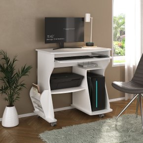 21 mesa para computador 160 com 3 nichos e porta revistas branco