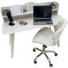 03 conjunto escrivaninha com nichos branca e cadeira slim estofada melanie branco