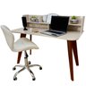 03 conjunto escrivaninha com nichos cedro e cadeira slim estofada melanie branco