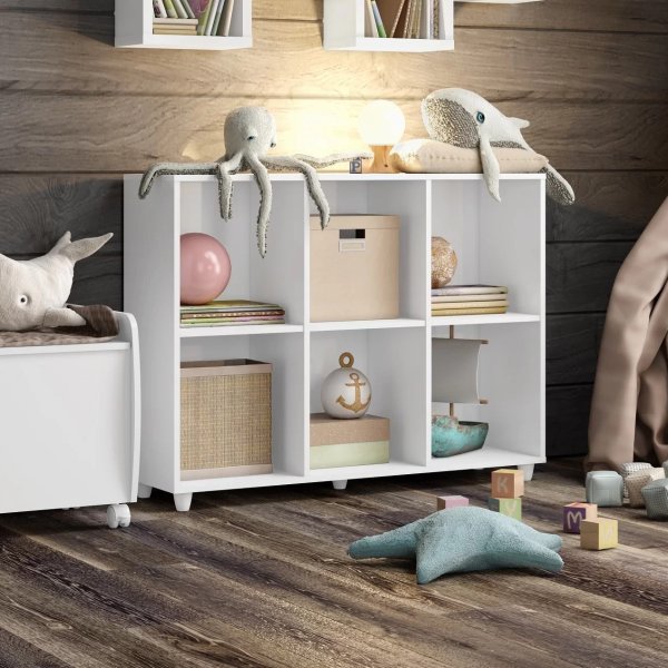 06 estante organizador multiuso 6 nichos para decoracao aquarela branco hp