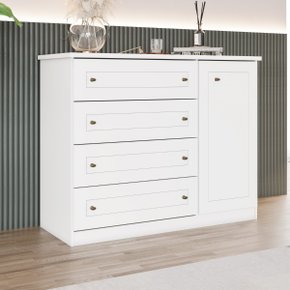 01 comoda com 4 gavetas e porta americana branco hp