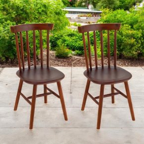 01 kit 2 cadeiras de jantar de madeira macica milena nozes