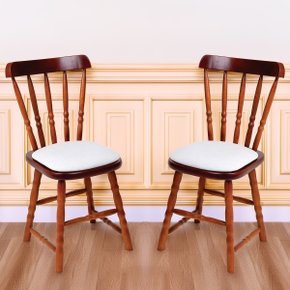 22 kit 2 cadeiras de madeira na cor imbuia estofadas dalas t70