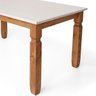 04 mesa de jantar 6 lugares retangular de madeira e mdf corona cera mel branco fosco