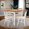 01 conjunto mesa de madeira milena 80x80 com 4 cadeiras milena branco fosco natural