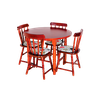 01 conjunto mesa jantar redonda em madeira mdf com 4 cadeiras estofadas dalas imbuia floral