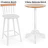 04 conjunto mesa bistro de madeira com 2 banquetas altas milena branco fosco natural