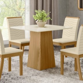 01 mesa de jantar de 4 lugares tampo mdf cantos retos dora