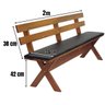 10 conjunto mesa madeira macica para churrasco mel 4 bancos estofados