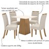 05 conjunto mesa jantar dora em laca com 4 cadeiras estofadas bella nature off white linho