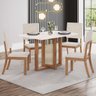 01 conjunto mesa jantar natali tampo mdf com 4 cadeiras milla nature off white linho