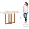 02 conjunto mesa jantar natali tampo mdf com 4 cadeiras milla nature off white linho