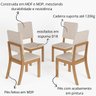 04 conjunto mesa jantar natali tampo mdf com 4 cadeiras milla nature off white linho