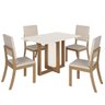 06 conjunto mesa jantar natali tampo mdf com 4 cadeiras milla nature off white linho